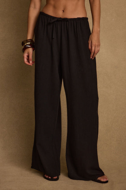 Clear Breeze Black Linen Pants