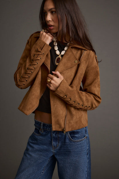 Camden Cognac Vegan Suede Jacket