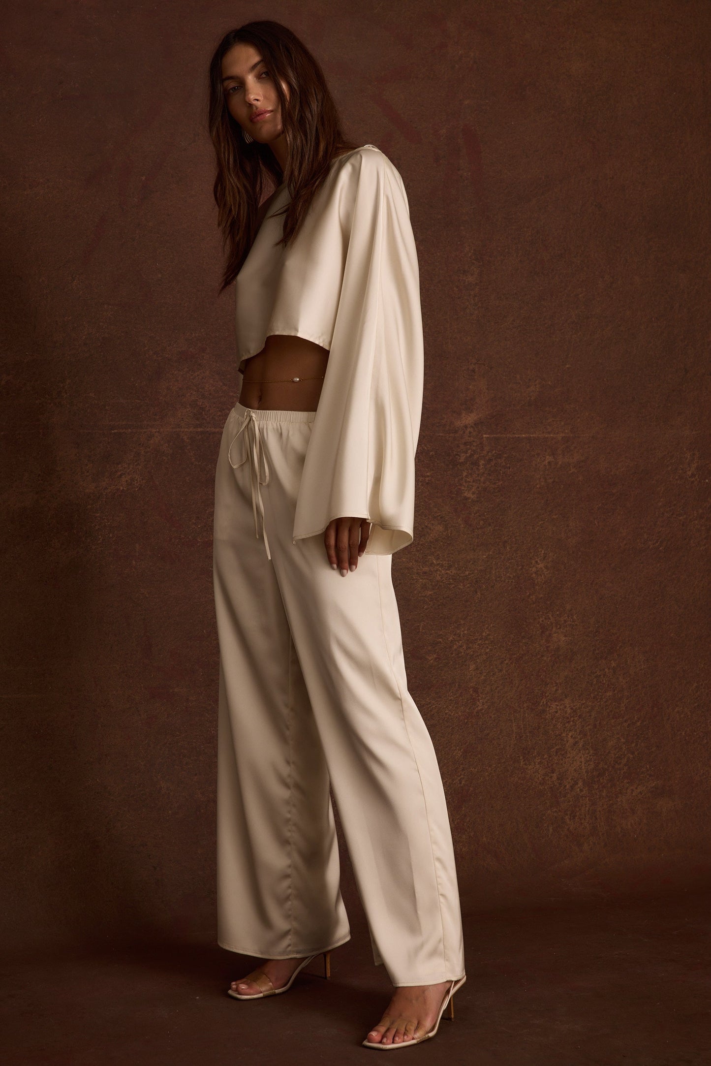 Clear Breeze Cream Satin Pants