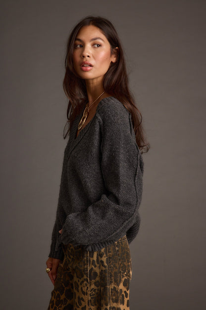 Colorado Charcoal V Neck Sweater
