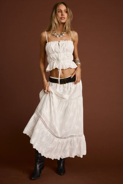 Dahlia White Embroidered Tank