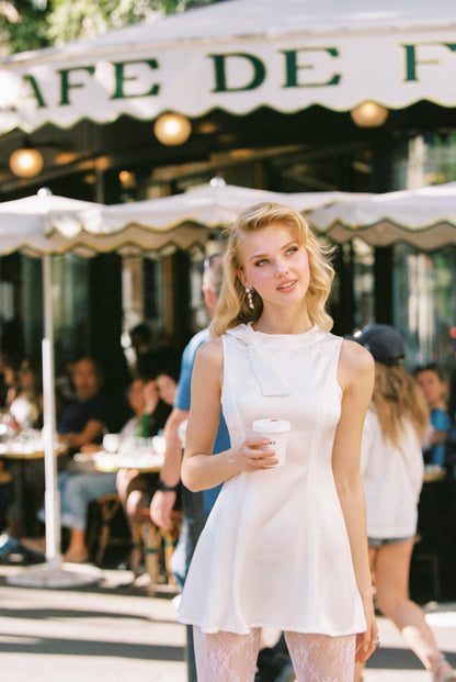 Lila Satin Mini Dress (White)