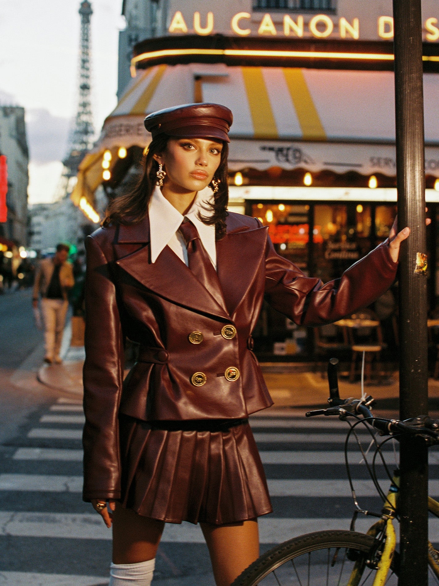 Mirabel Faux Leather Jacket (Brown) (Final Sale)