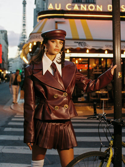 Mirabel Faux Leather Jacket (Brown) (Final Sale)