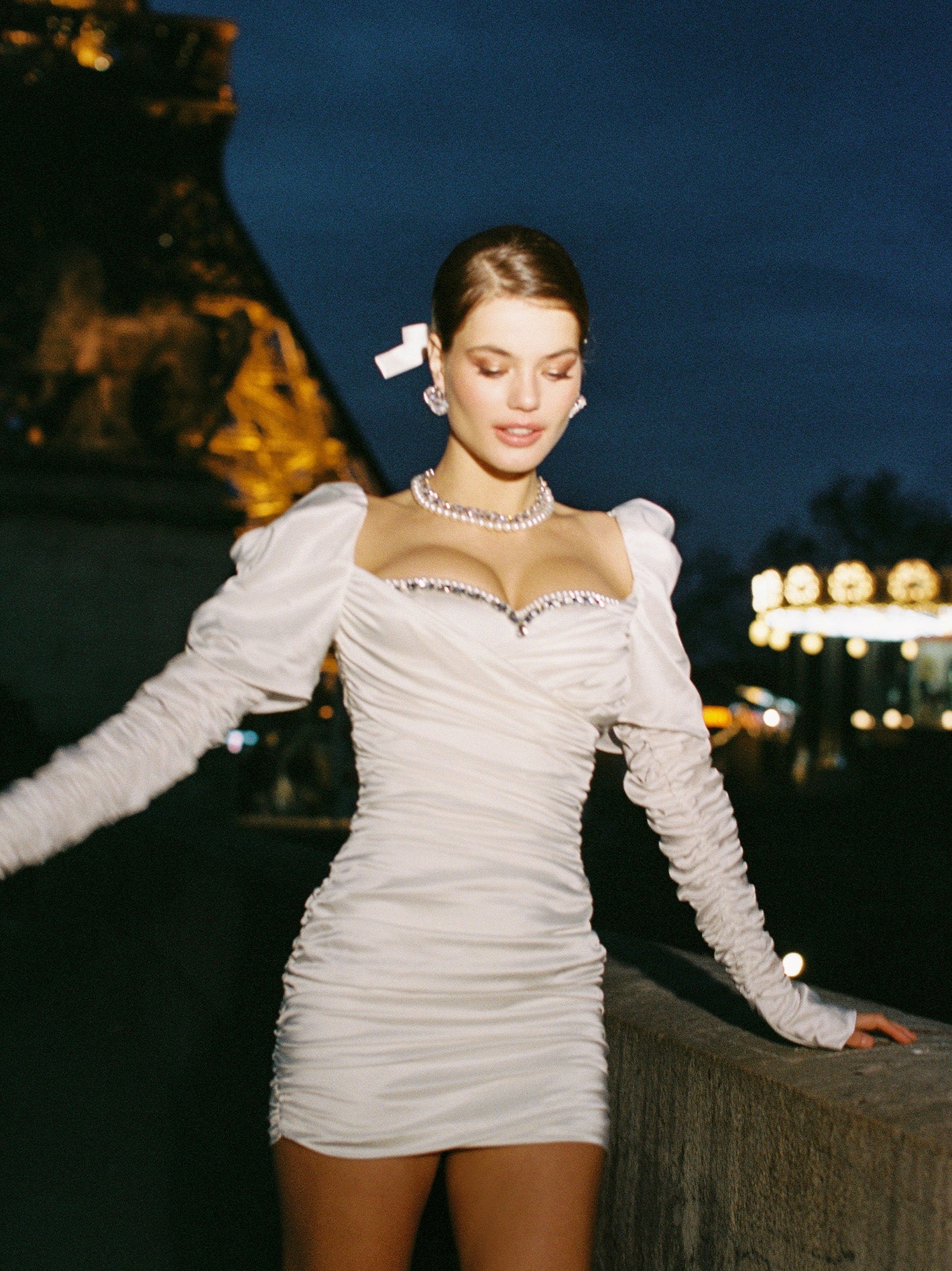 Daphne Satin Dress (White) (Final Sale)