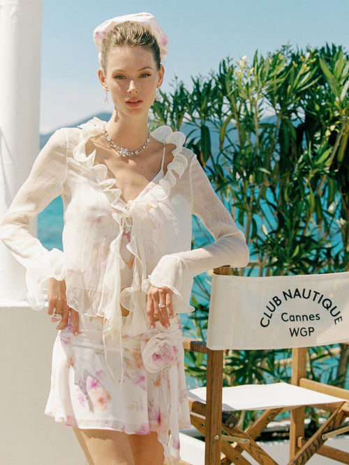 Monroe Ruffle Champagne Blouse