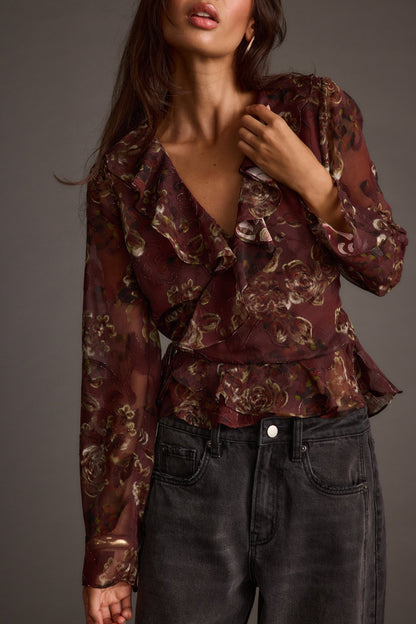 Dominique Plum Floral Blouse
