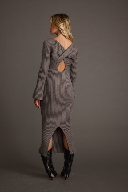 Gwyneth Grey Sweater Midi Dress