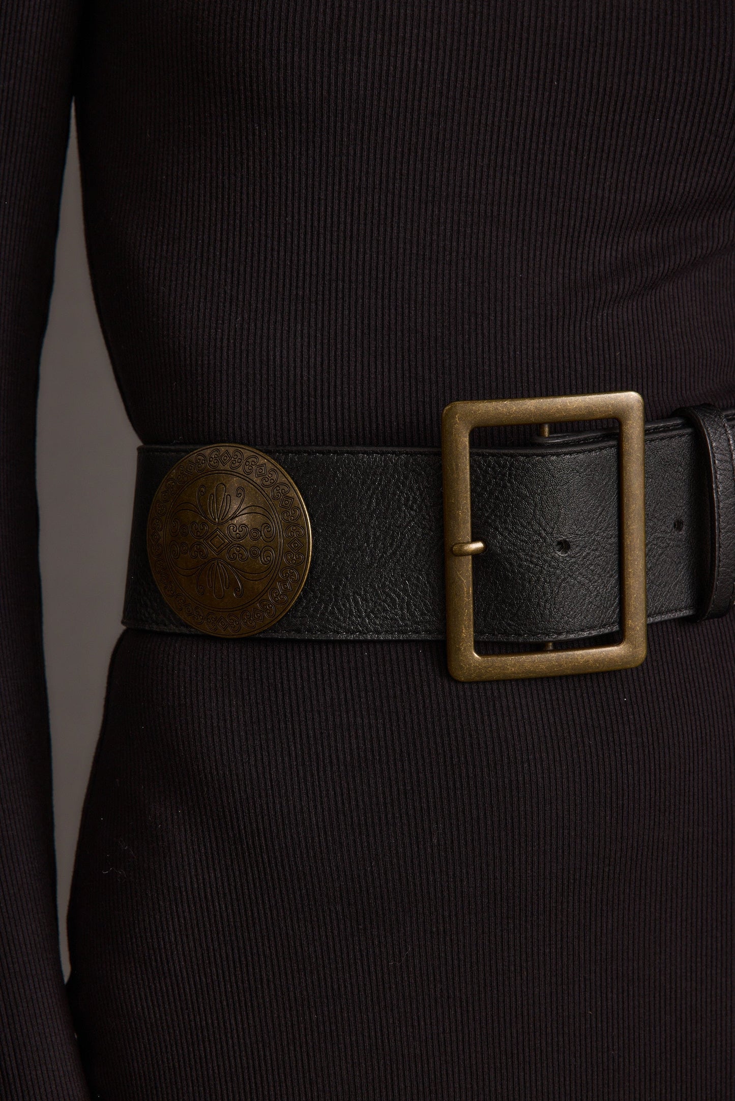 Greenwich Black Medallion Statement Belt