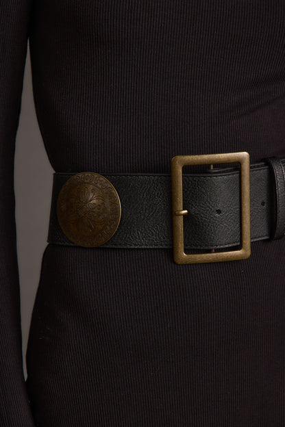 Greenwich Black Medallion Statement Belt