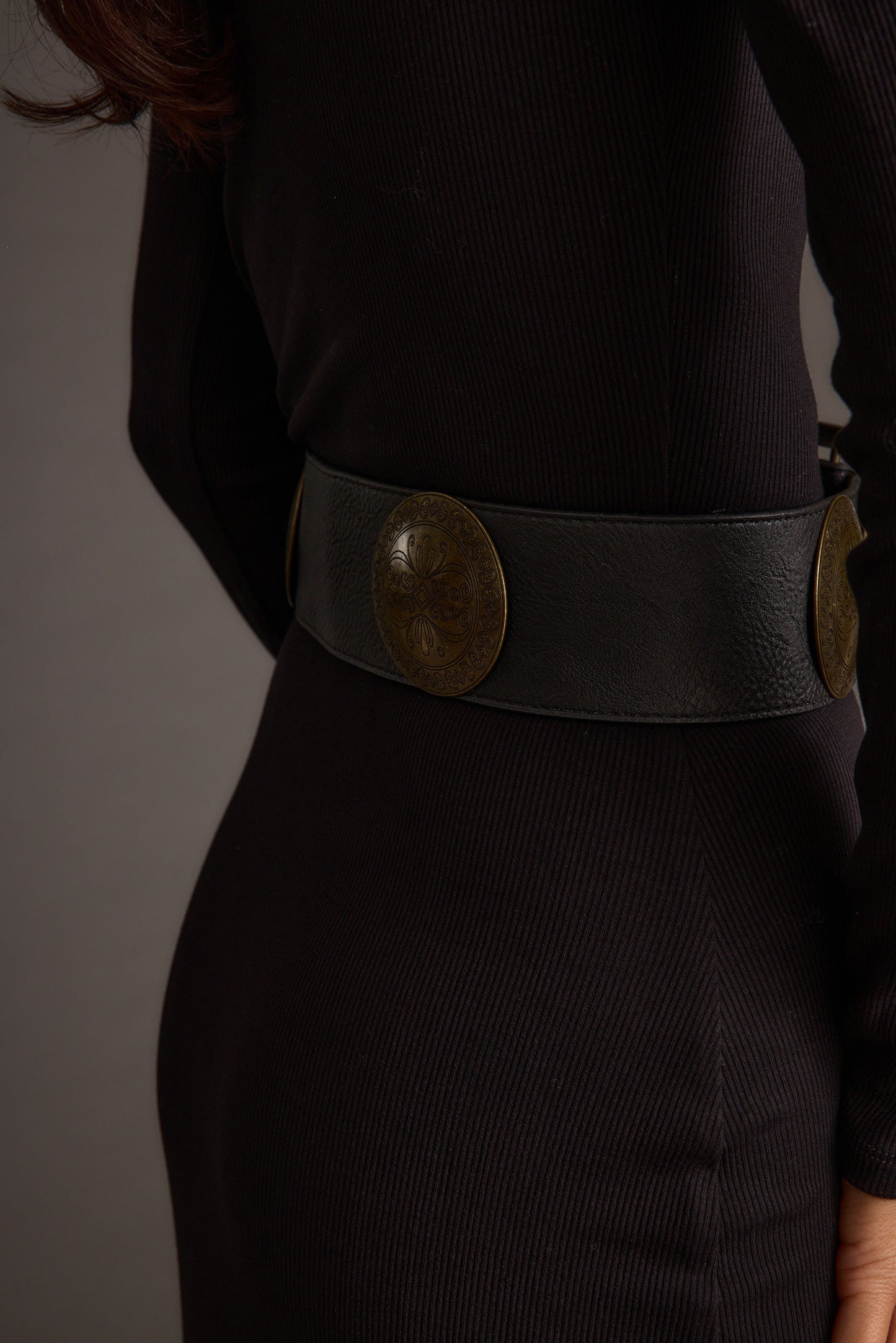 Greenwich Black Medallion Statement Belt