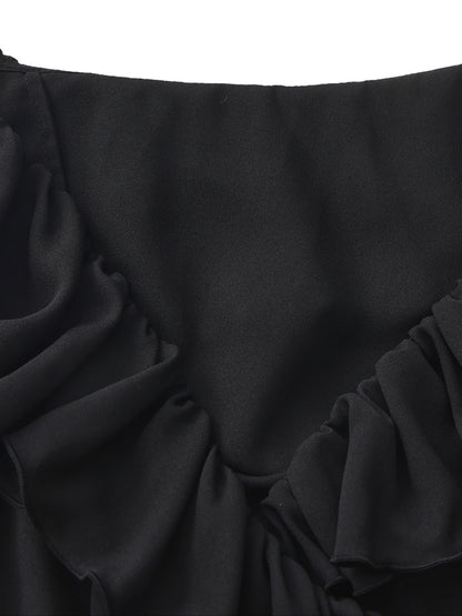 Charlotte Ruffle Black Dress