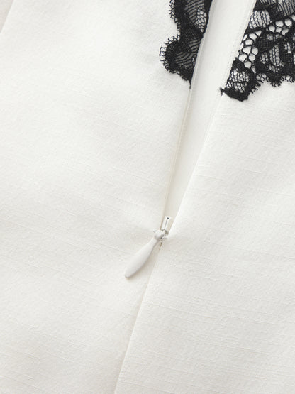 Daniela Lace Halter White Mini Dress