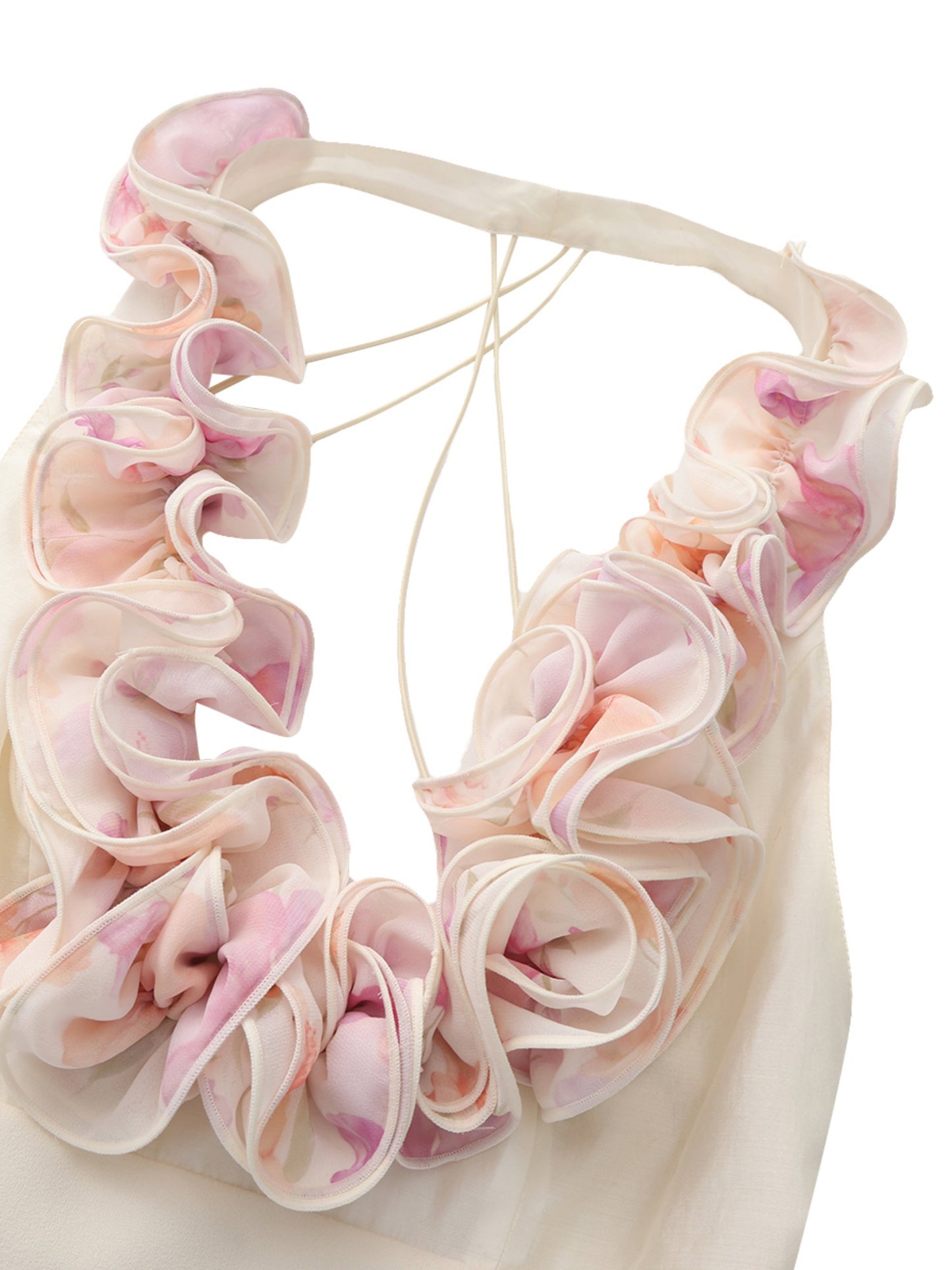 Ella Ruffle Halter Champagne Top
