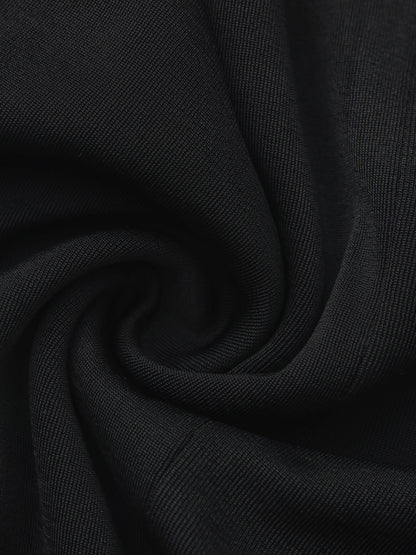 Adriana Lace High-Slit Black Acetate Dress