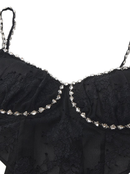 Noemi Lace Bow Black Top
