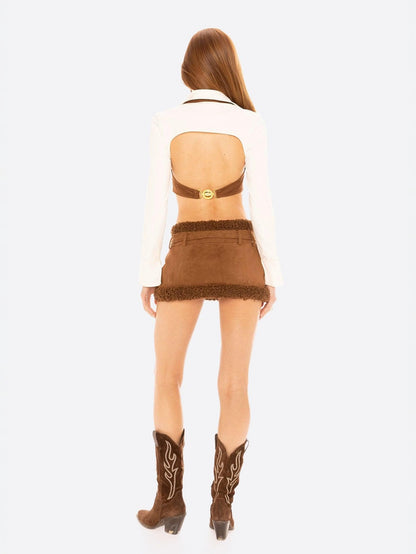 Celine Top (Brown & White)