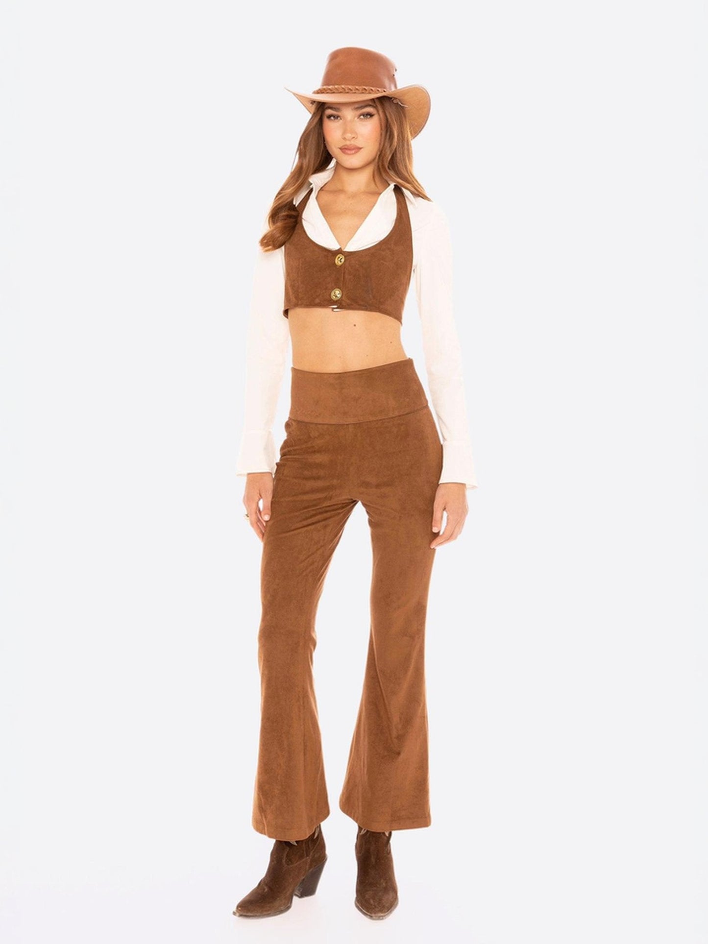 Hailey Flared Pants (Brown)