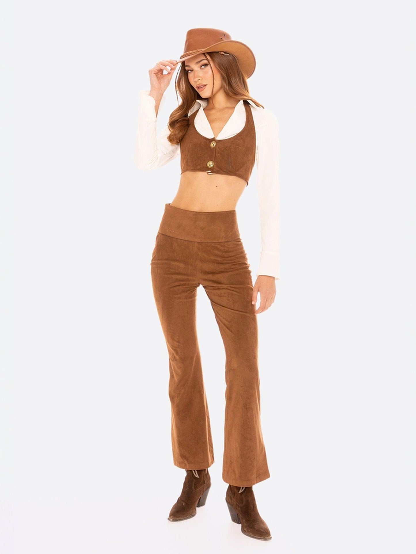 Hailey Flared Pants (Brown)