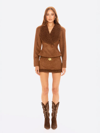 Celine Suede Coat (Brown)