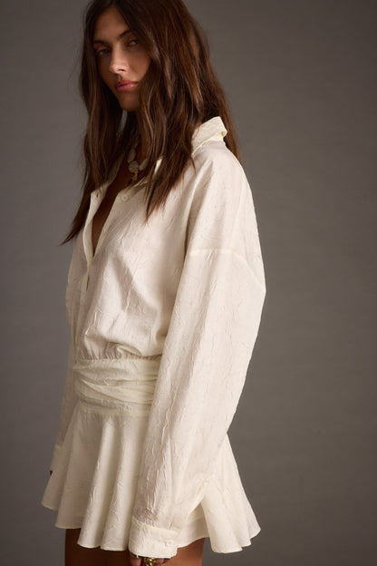 Lennox Ivory Drop Waist Micro Mini Dress