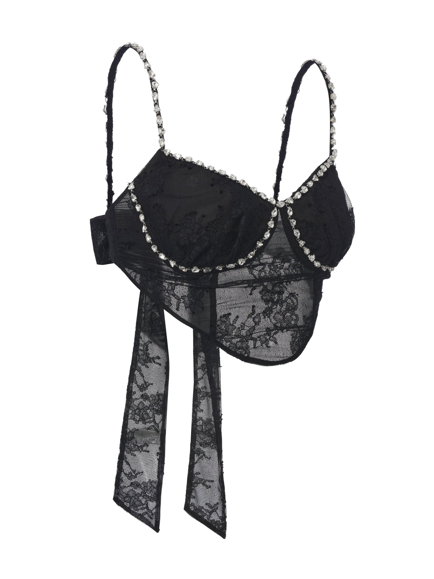 Noemi Lace Bow Black Top