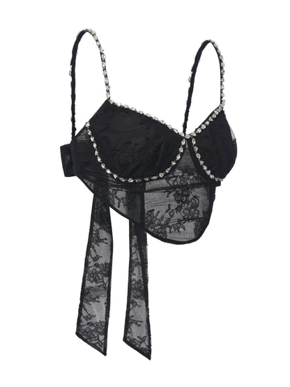 Noemi Lace Bow Black Top