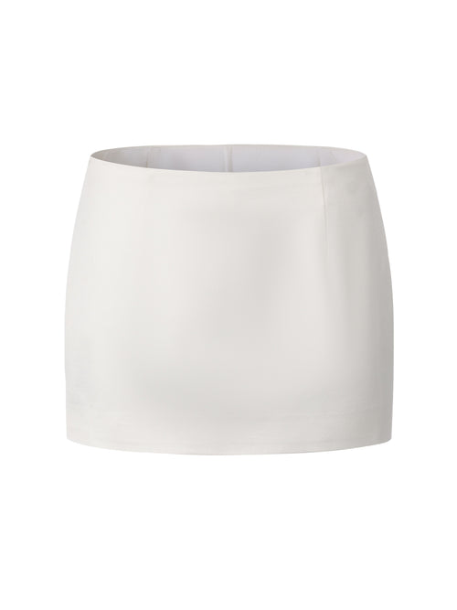 Ayla Satin White Mini Skirt