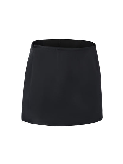 Ayla Satin Black Mini Skirt