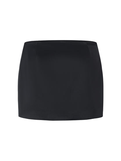 Ayla Satin Black Mini Skirt