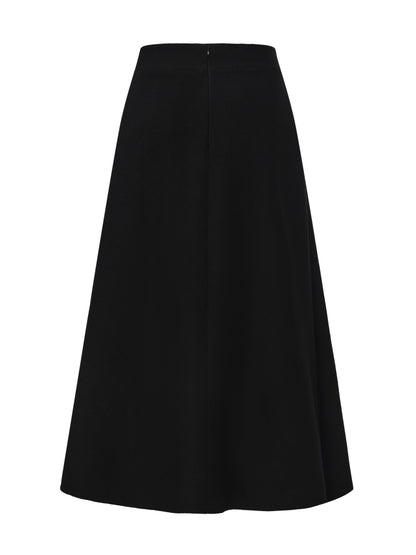 Natalia Tailored A-Line Black Midi Skirt