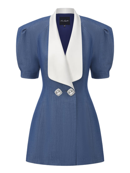 Alia Puff Sleeve Blue Dress