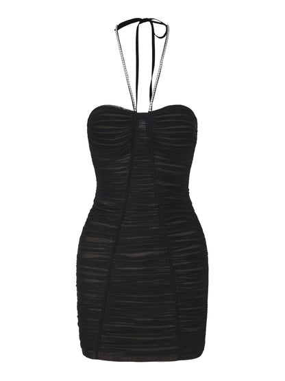 Nora Crystal-Halter Black Dress