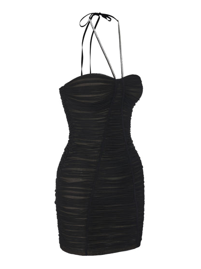 Nora Crystal-Halter Black Dress