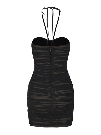 Nora Crystal-Halter Black Dress