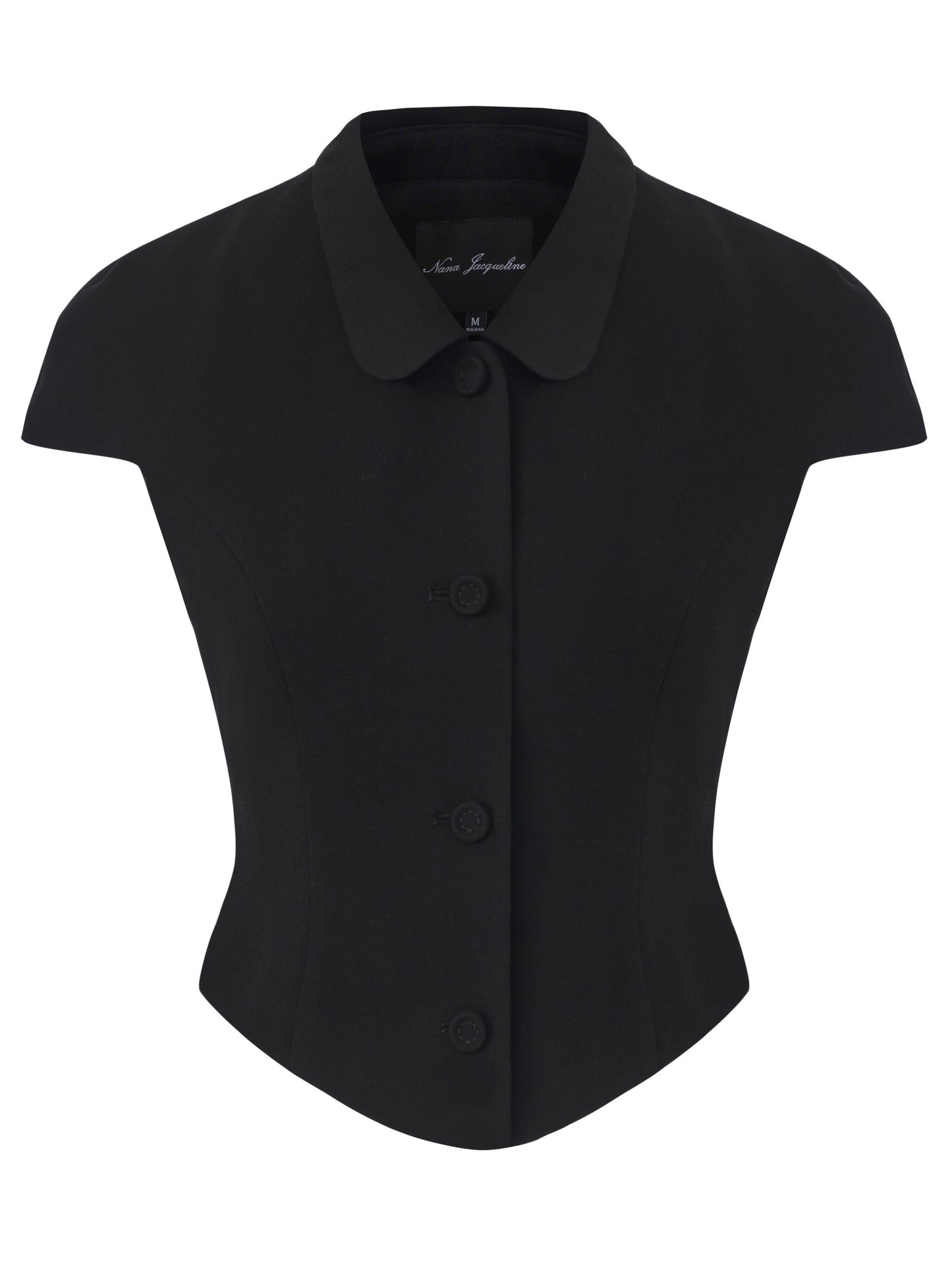 Alina Waist-Cinched Black Top