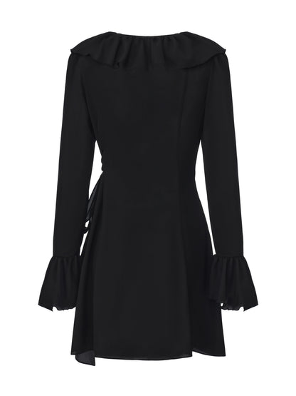 Charlotte Ruffle Black Dress