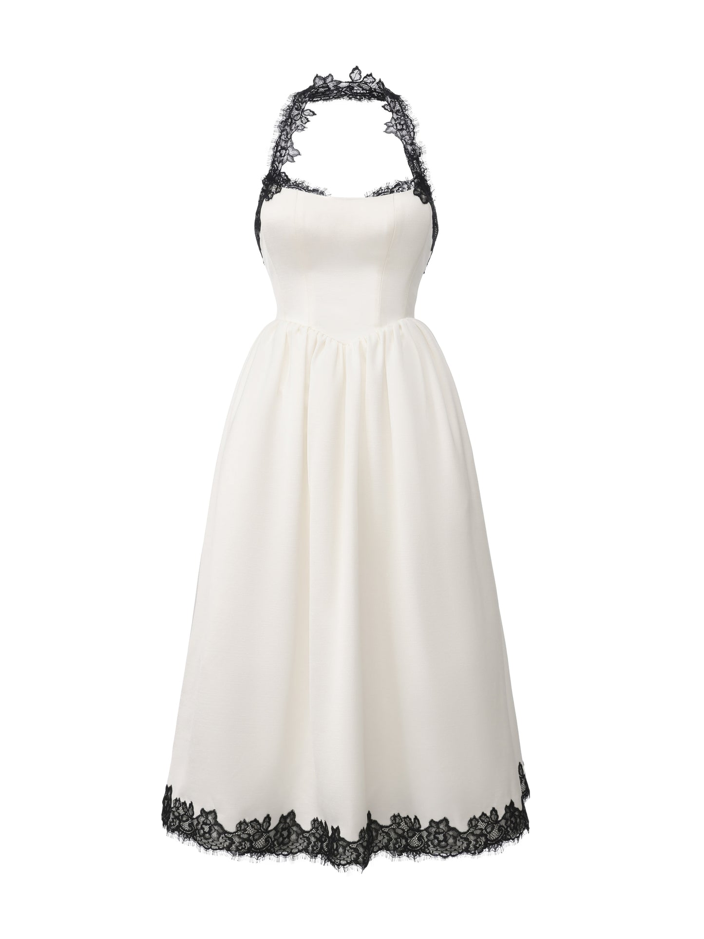 Chantal Lace Halter Ivory Acetate Maxi Dress