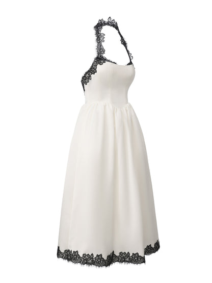 Chantal Lace Halter Ivory Acetate Maxi Dress