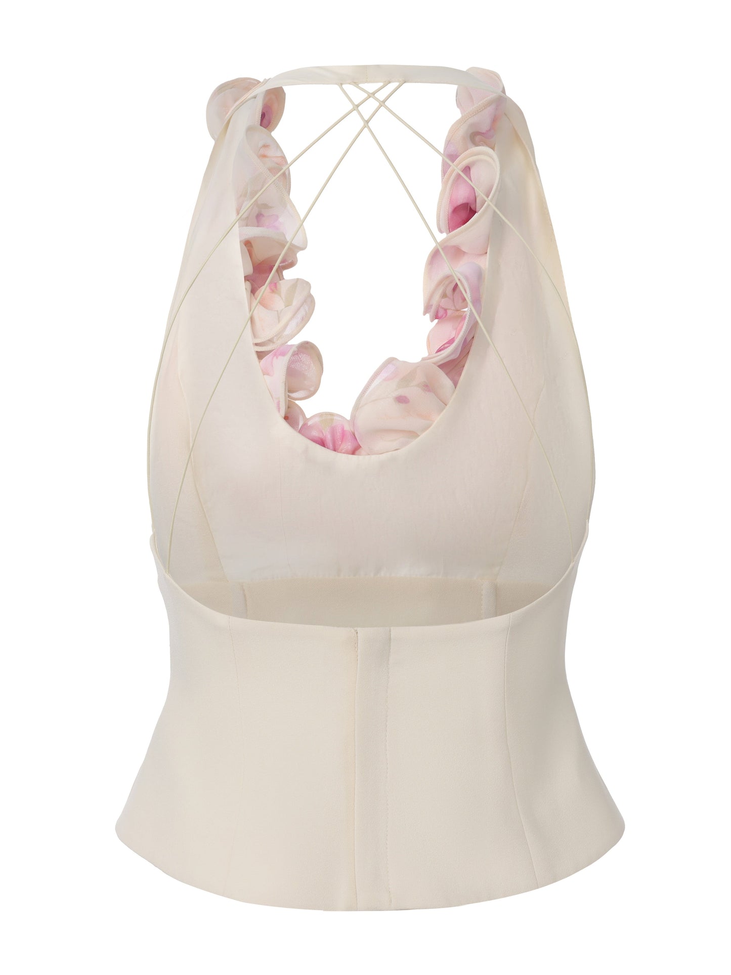 Ella Ruffle Halter Champagne Top
