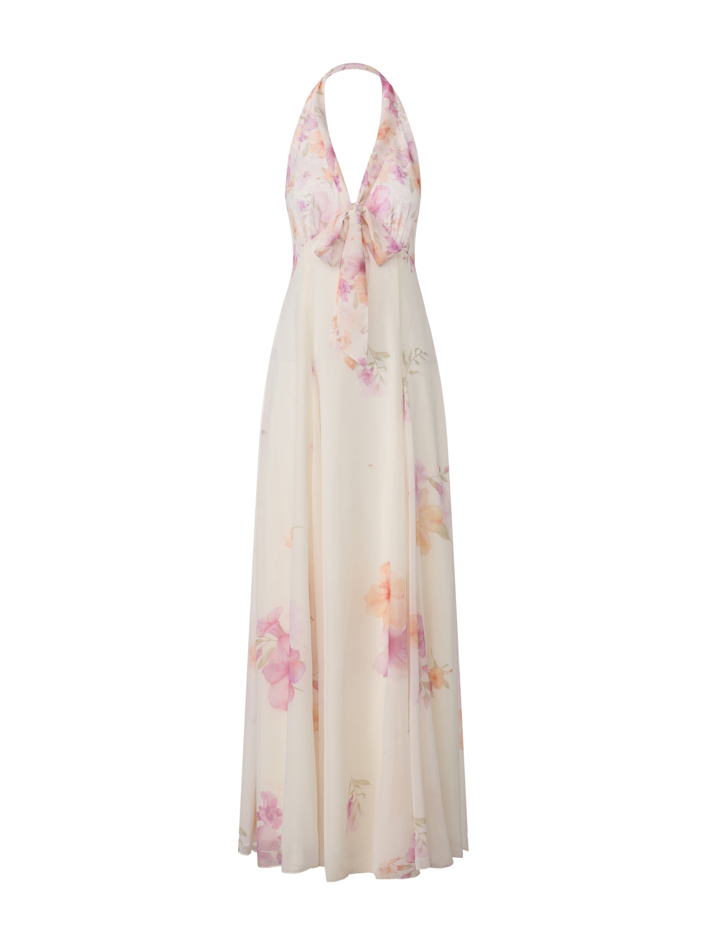 Lana Halter Floral Beige Dress