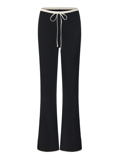 Charlotte Ribbed Black Pants