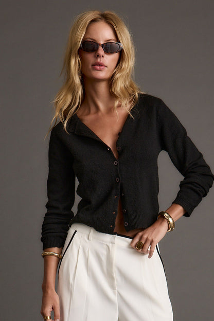 Mindy Black Crew Neck Cardigan