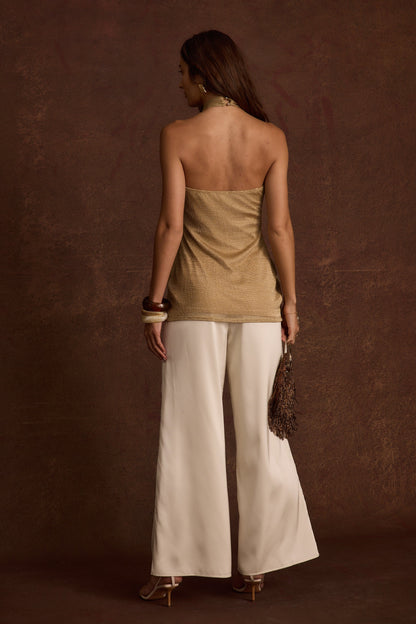Moonlit Kiss Gold Lurex Halter Top