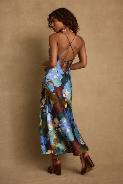 Natalia Blue Printed Maxi Dress