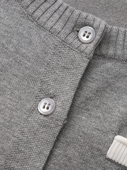 Millie Round-Neck Grey Knit Cardigan