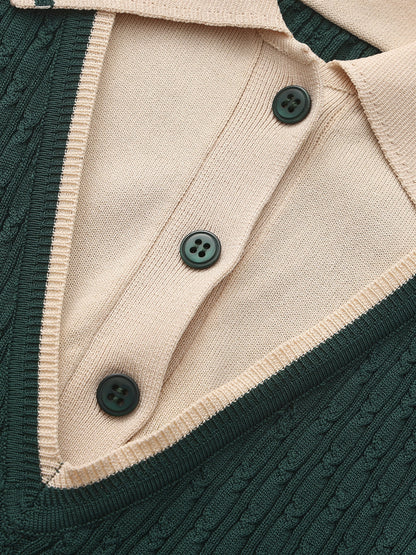 Ivy Colorblock Deep Green Knit Mini Dress