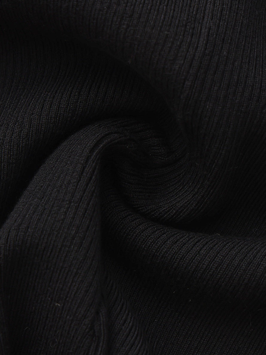 Ava Contrast Halter Knit Black Romper