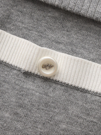 Millie Fold-Over Waistband Grey Knit Shorts