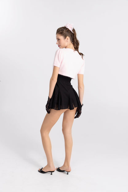 Elara Knitted Cropped Cardigan (Pink)